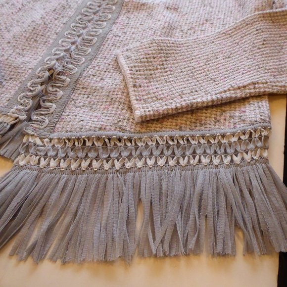 Nic & Zoe Fringe Short Women Open Front Dress Sweater Cardigan Jacket US Size S - Picture 8 of 16